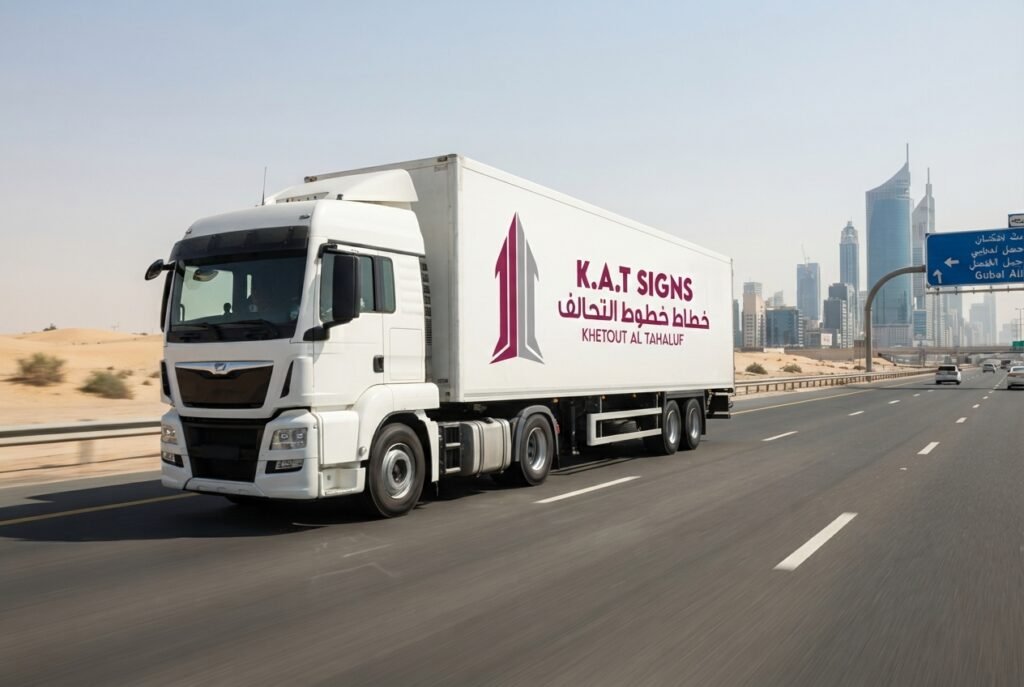 Logistics truck branded by K.A.T SIGNS