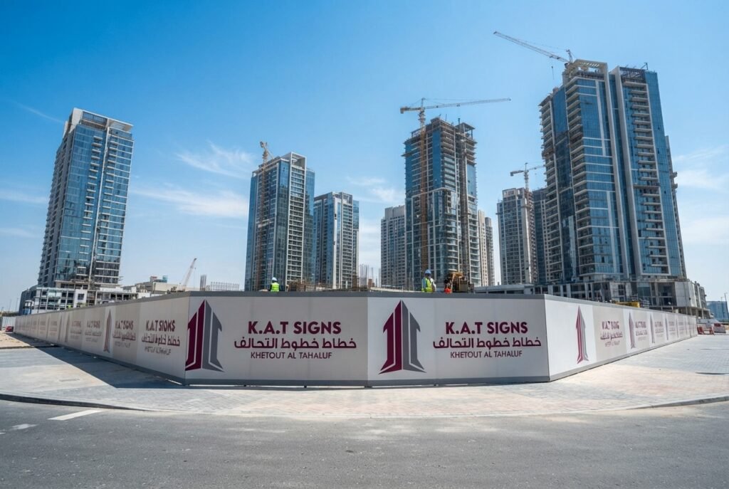 Real-estate development hoarding signage by K.A.T SIGNS